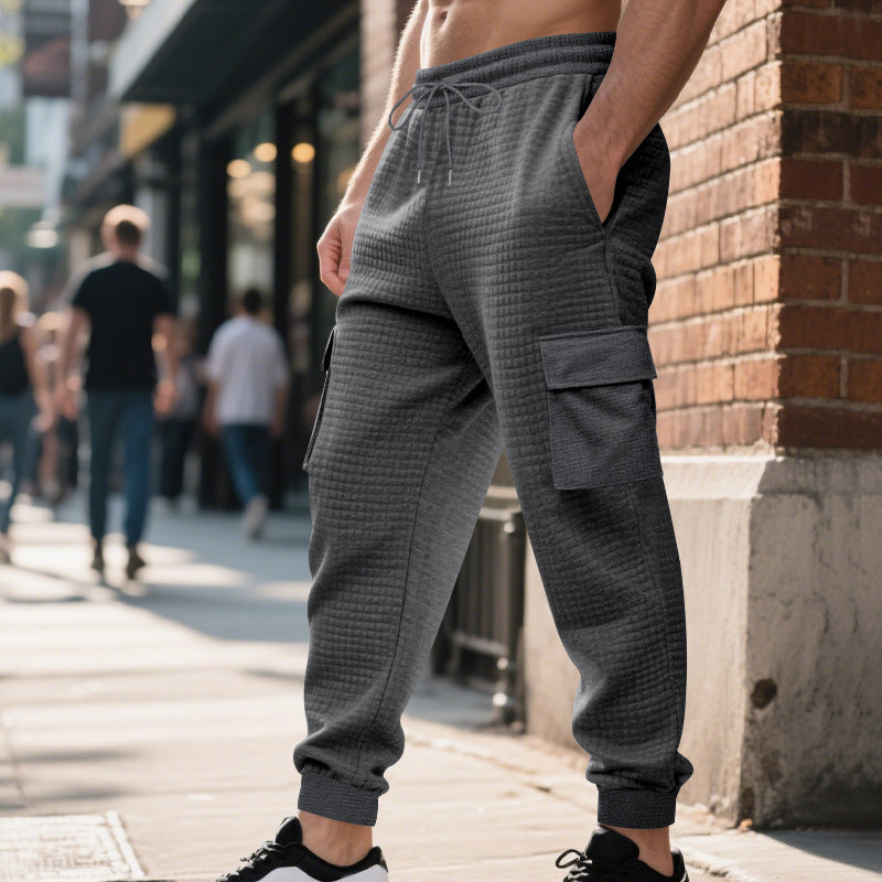 Herren nan gesteppte Thermo-Loungehose mit Funktionstaschen, Tunnelzug und elastischem Bündchen Drune