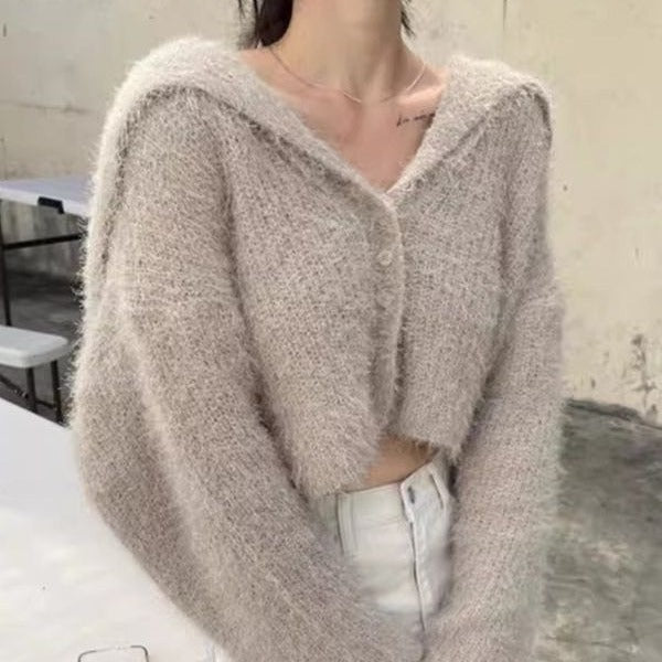 Damen lässiger Pullover mit tiefem V-Ausschnitt und strukturiertem Maschenmuster Drune