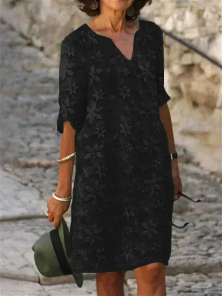 Drune | Sommerkleid Aus Baumwolle Und Leinen Mit Blumenmuster
