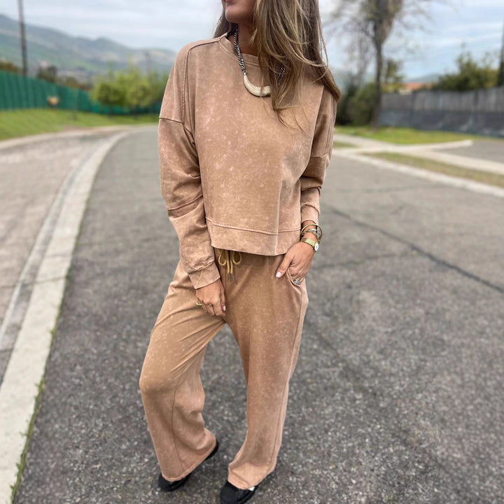 Damen lässiger Sweatshirt- und Jogginghosen-Set Drune