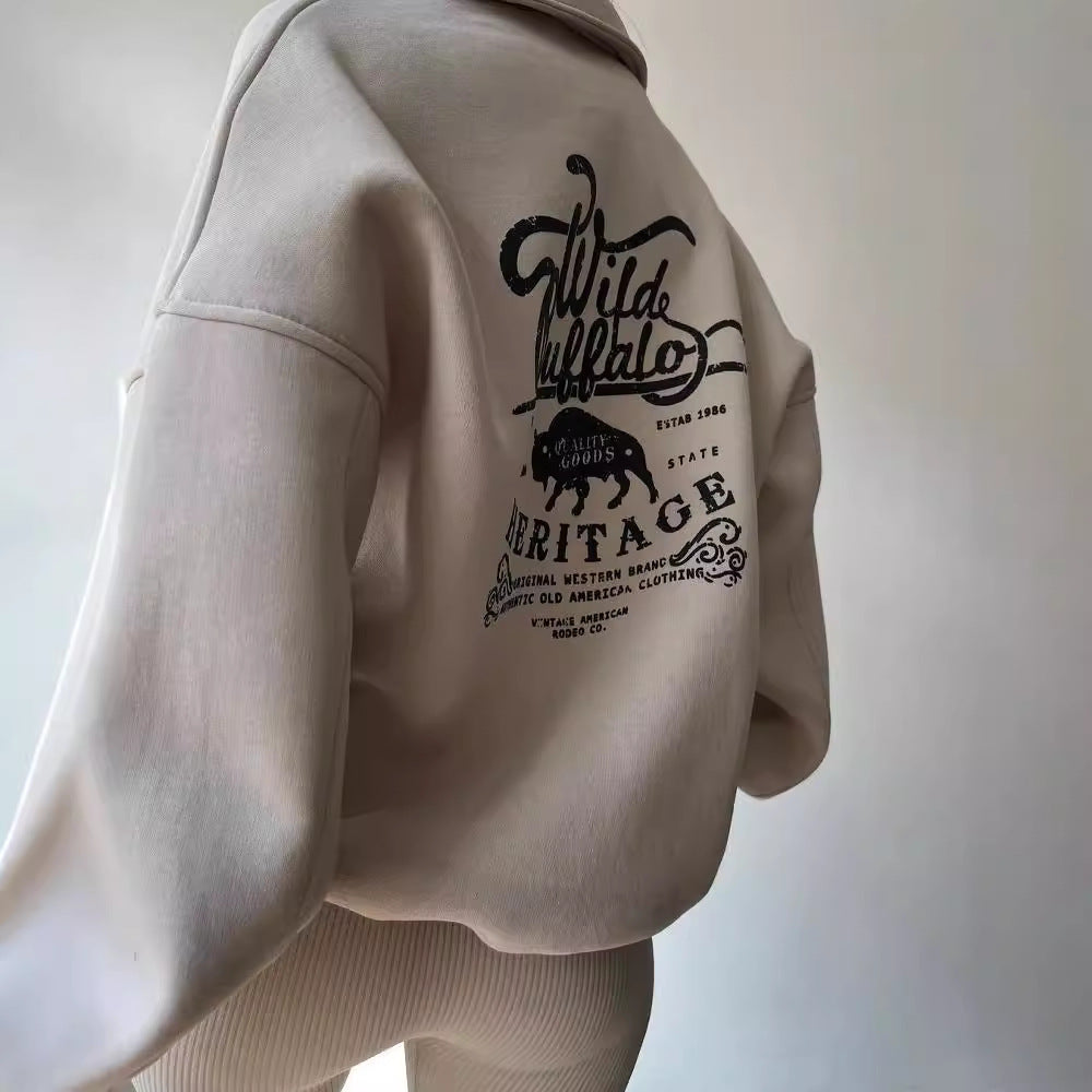 Damen Hoodie-Pullover mit hohem Kragen und Reißverschluss Drune