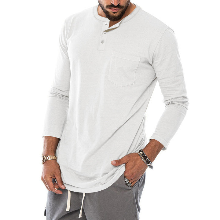 Herren Langarm-Henley-Shirt mit modischem Knopfverschluss und praktischer Brusttasche Drune
