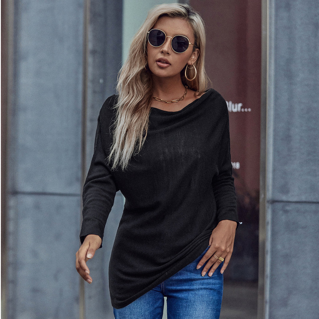 Damen Tunika mit schulterfreiem Design und eleganter Raffung Drune