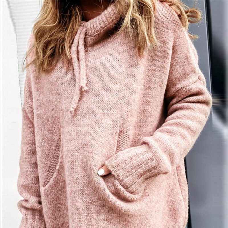 Damen Sweatshirt mit Kapuze und Kängurutasche Drune