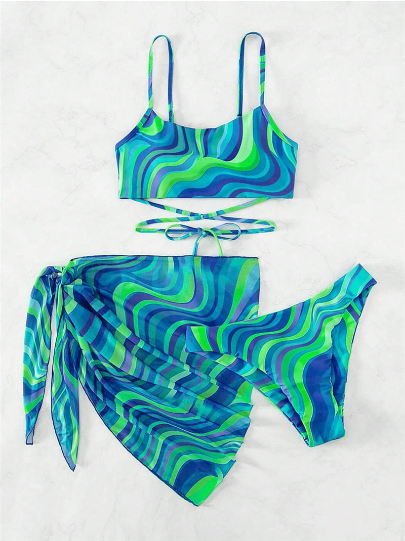 Damen Trendiger Badebekleidungs-Set mit Wickelrock Drune