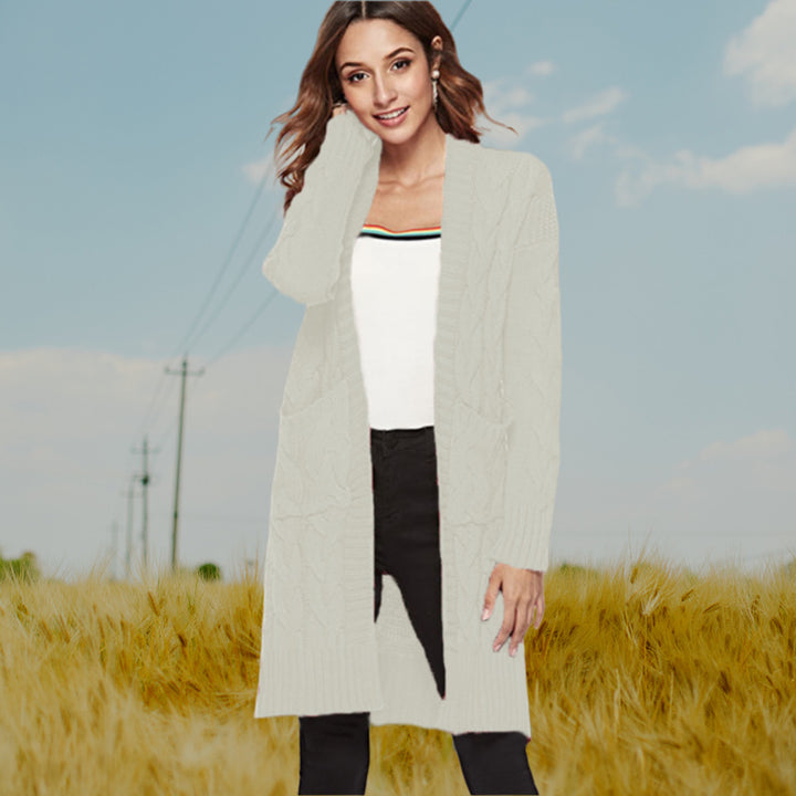Damen Strickjacke mit langen Ärmeln und gezopften Details Drune