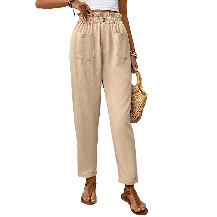 Damen legere Chinohose mit elastischem Bund und praktischen Taschen Drune