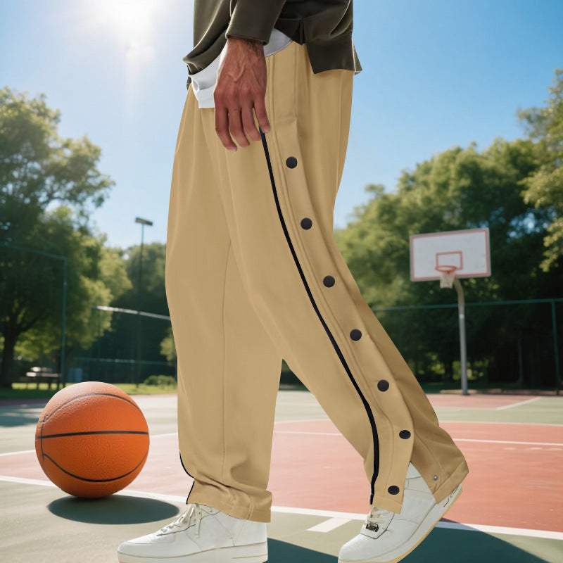 Herren Sportliche Jogginghose mit seitlichen Druckknöpfen und elastischem Bund Drune