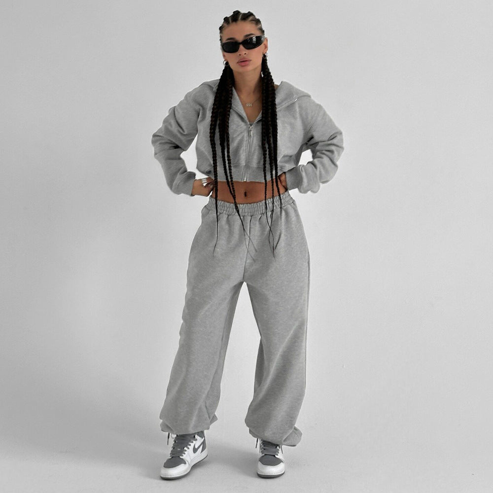 Damen Sportliches Sweatshirt-Set mit lässigem Schnitt und elastischem Bund Drune