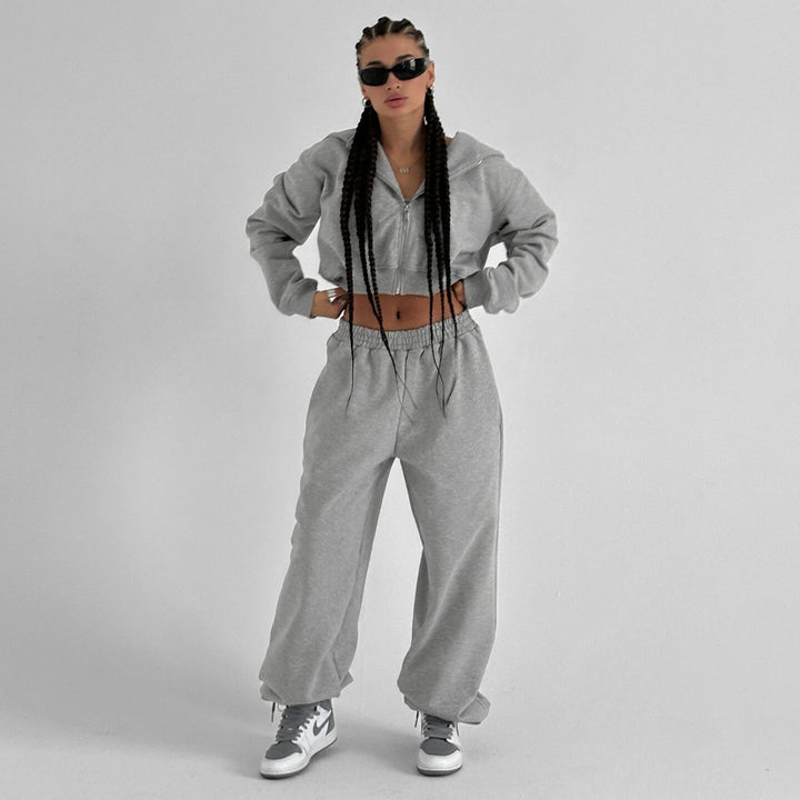 Damen Sportliches Sweatshirt-Set mit lässigem Schnitt und elastischem Bund Drune