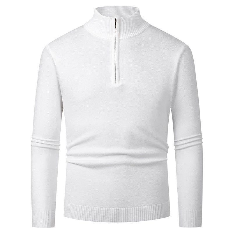 Herren Strickpullover mit hohem Kragen und halbem Reißverschluss Drune