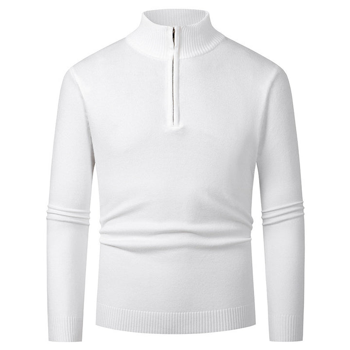 Herren Strickpullover mit hohem Kragen und halbem Reißverschluss Drune