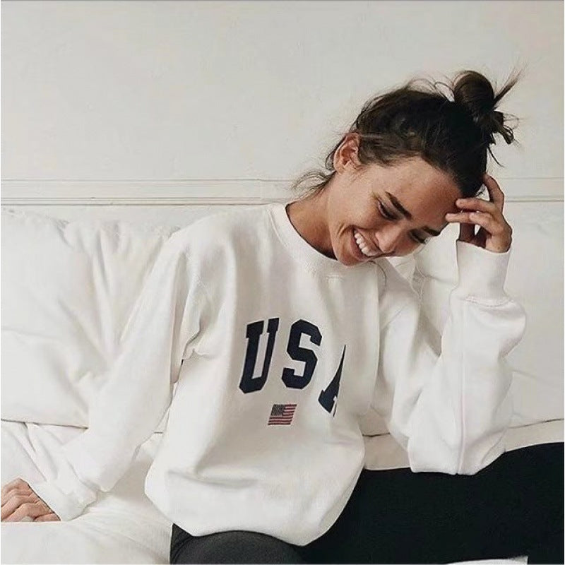 Damen Oversized Sweatshirt mit kreativem Druck Drune
