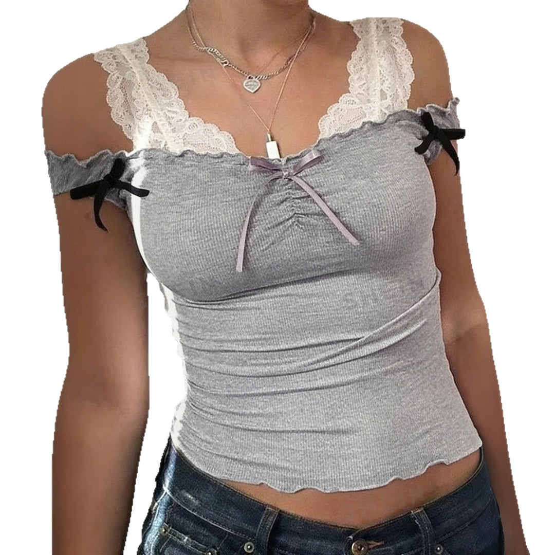 Damen Top mit verspieltem Spitzenkragen und Raffdetails Drune