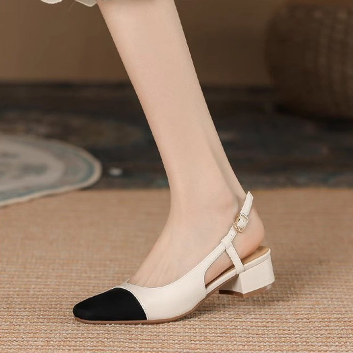 Damen Slingback-Pumps mit komfortablem Blockabsatz und feinem Lederdesign Drune