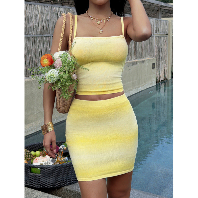 Damen Sommerliches Crop-Top und Minirock Set Drune