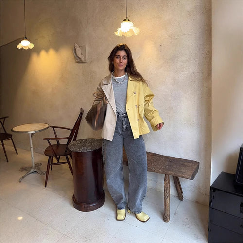 Damen modische Übergangsjacke mit relaxter Silhouette Drune