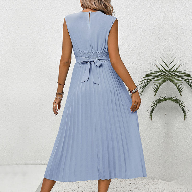 Damen Plissiertes Maxikleid mit elegantem Wickelausschnitt Drune