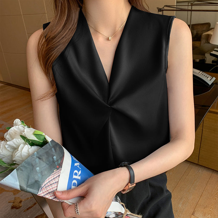 Damen ärmelloses Oberteil mit elegantem Wickeldesign Drune