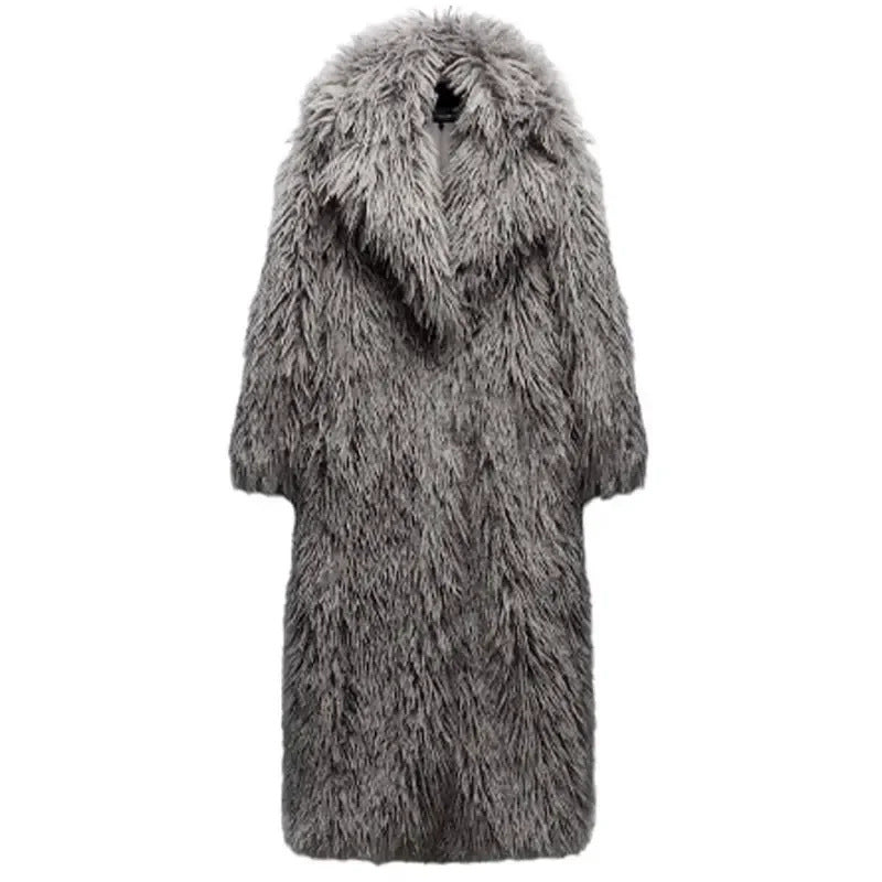 Damen Flauschiger Oversized-Mantel aus Kunstpelz Drune