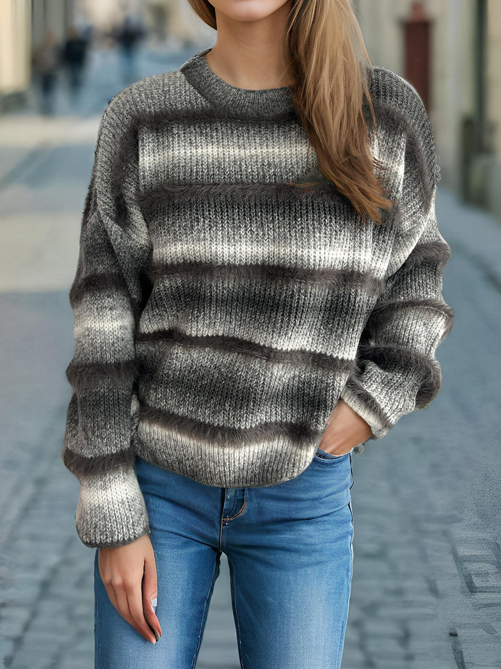 Damen kuscheliger Strickpullover mit Flair Drune