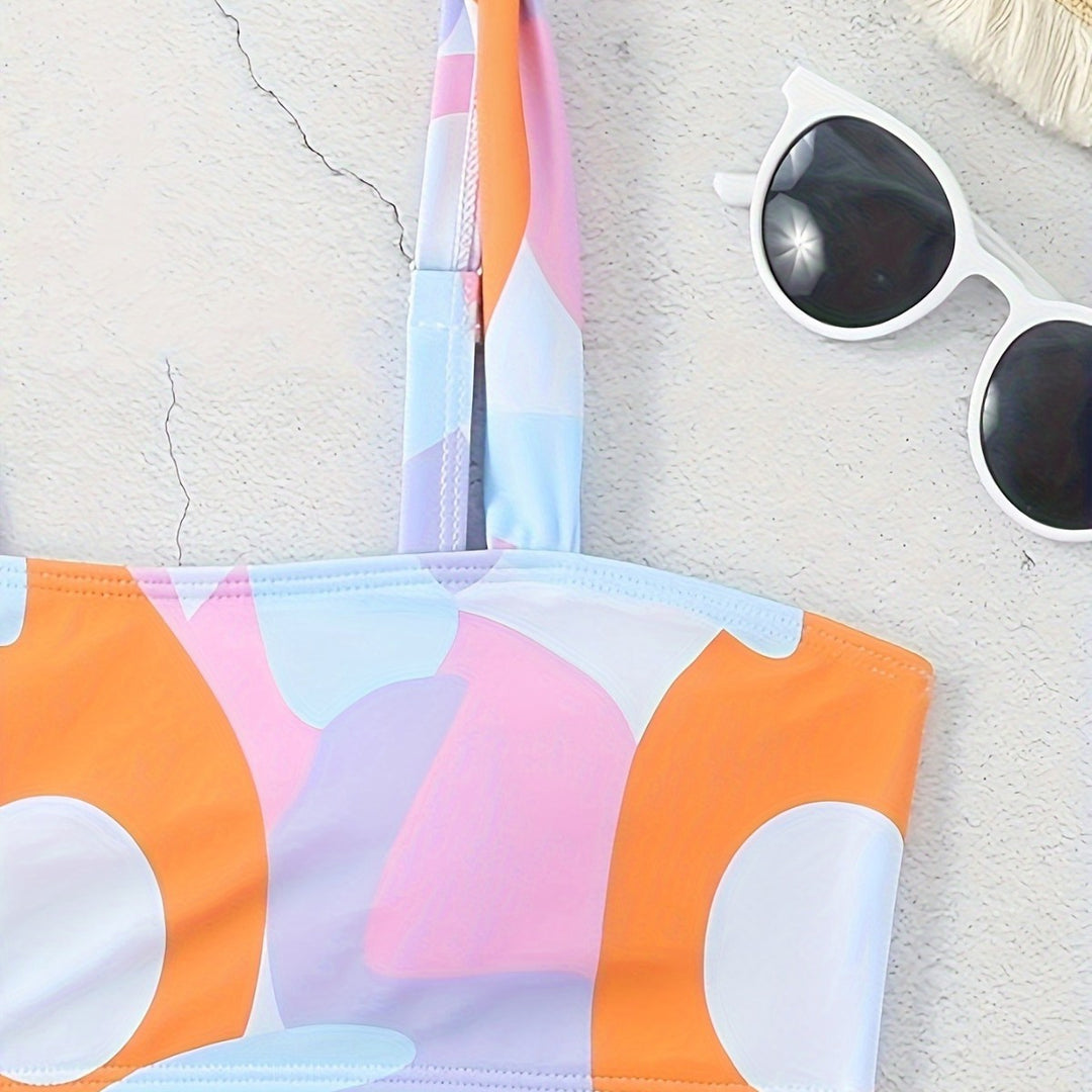 Damen Bikini-Set mit modischem grafischen Design und breiten Trägern Drune