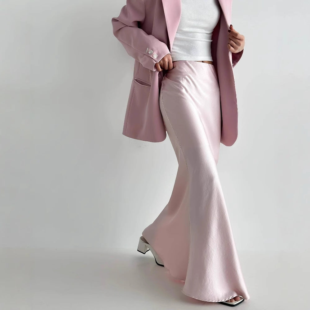 Damen Eleganter Maxirock aus Seidenmix mit figurschmeichelndem Schnitt Drune