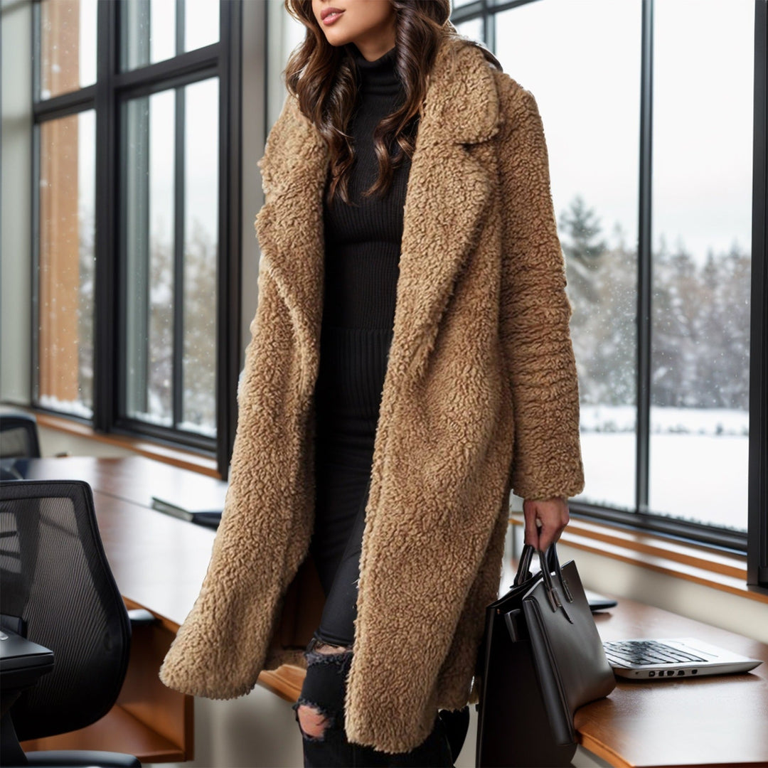 Drune | Damen Übergröße Teddyjacke mit Futterkragen