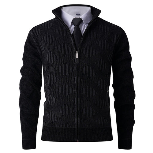 Herren Strickjacke mit strukturiertem Muster und hohem Kragen Drune