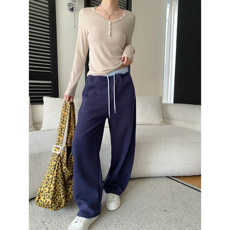 Damen lässige Sweathose mit weitem Schnitt und seitlichen Taschen Drune