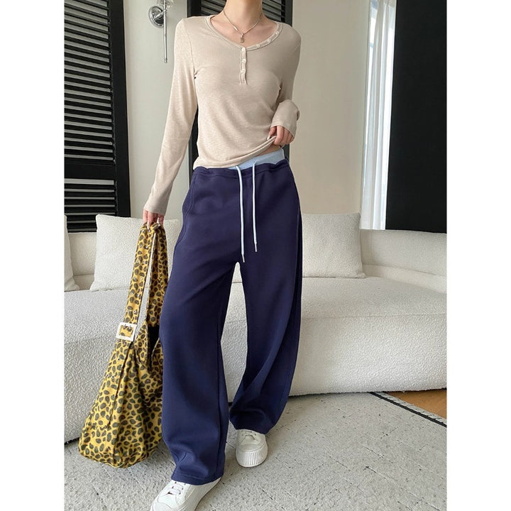Damen lässige Sweathose mit weitem Schnitt und seitlichen Taschen Drune