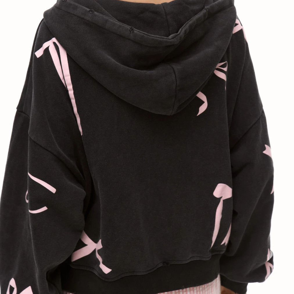 Damen Oversized Kapuzenjacke mit auffälligen Bänder-Design Drune
