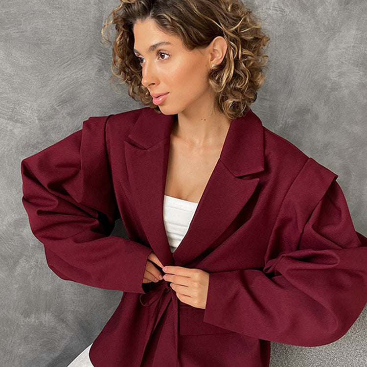 Damen Oversized Blazer mit Gürtel Drune