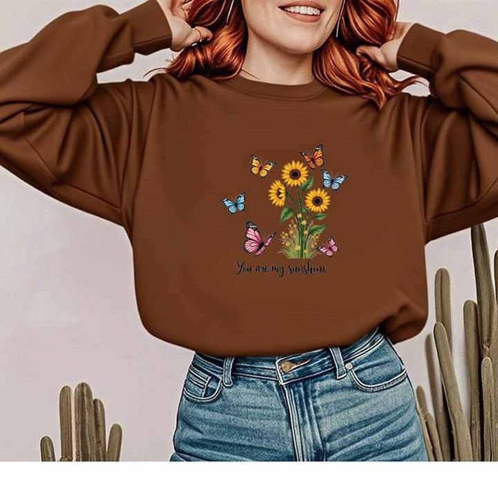 Damen Sweatshirt mit floralem Design und motivierendem Schriftzug Drune