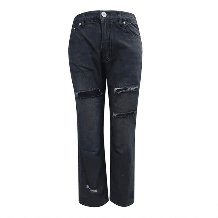 Damen modische Destroyed Jeans im lässigen Schnitt mit hohen Taschen und einzigartigen Details Drune