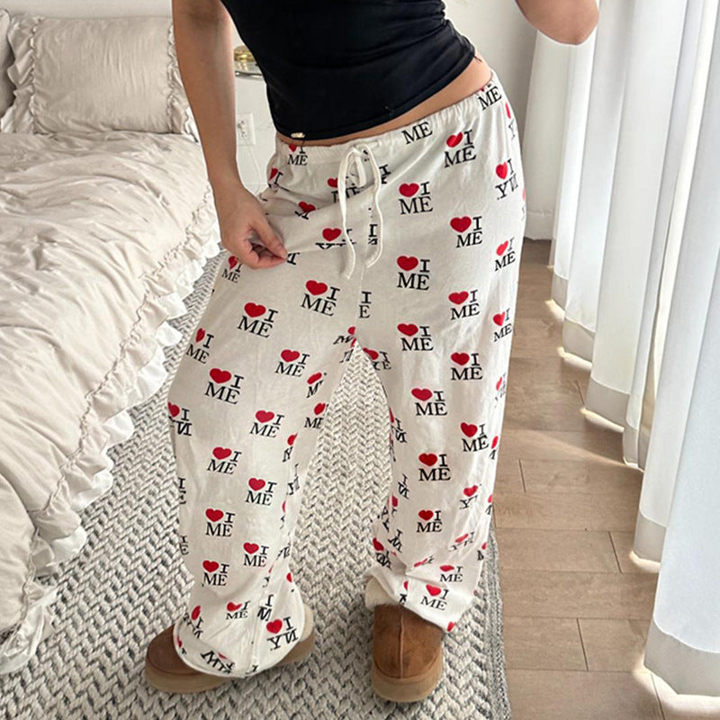 Damen bequeme Schlafhose mit motivierendem Print Drune