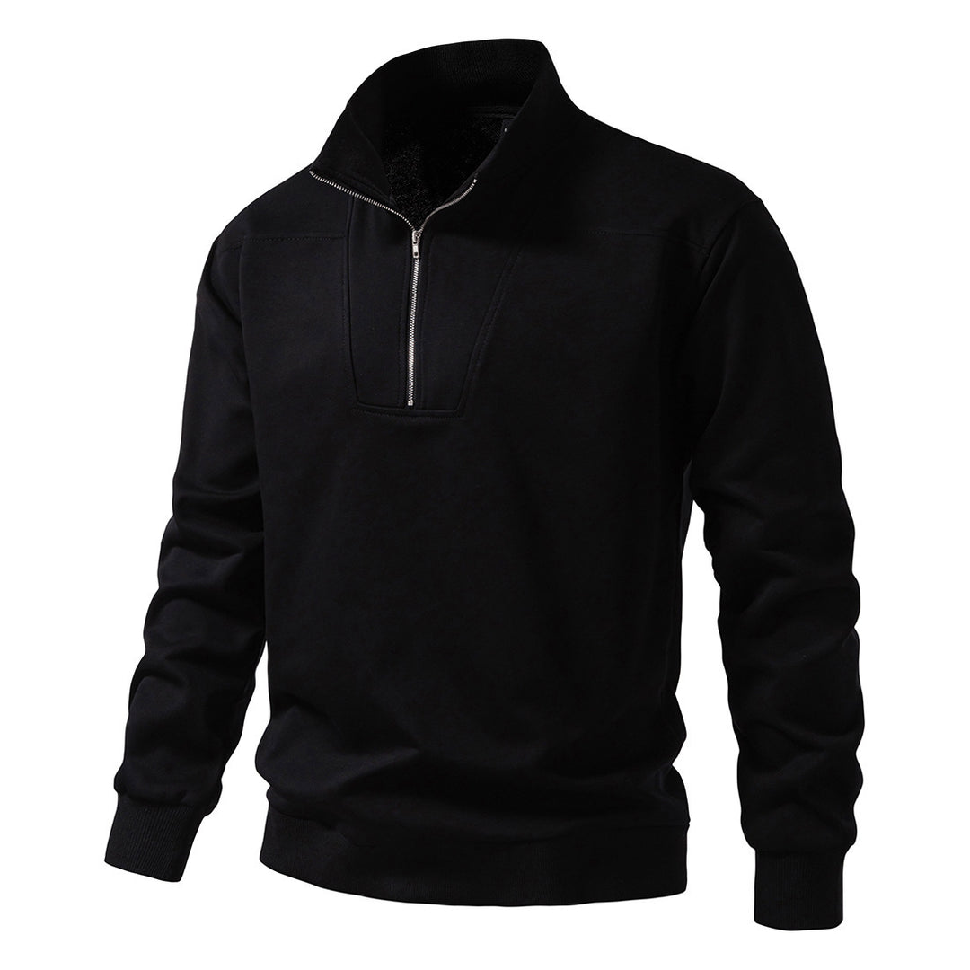 Herren modischer Stehkragenpullover mit halbem Reißverschluss und bequemer Passform Drune