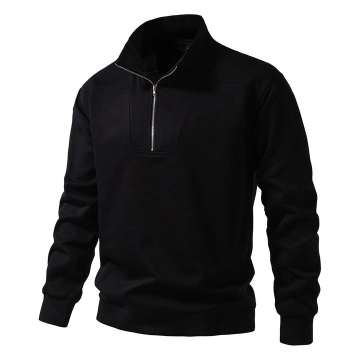 Herren modischer Stehkragenpullover mit halbem Reißverschluss und bequemer Passform Drune