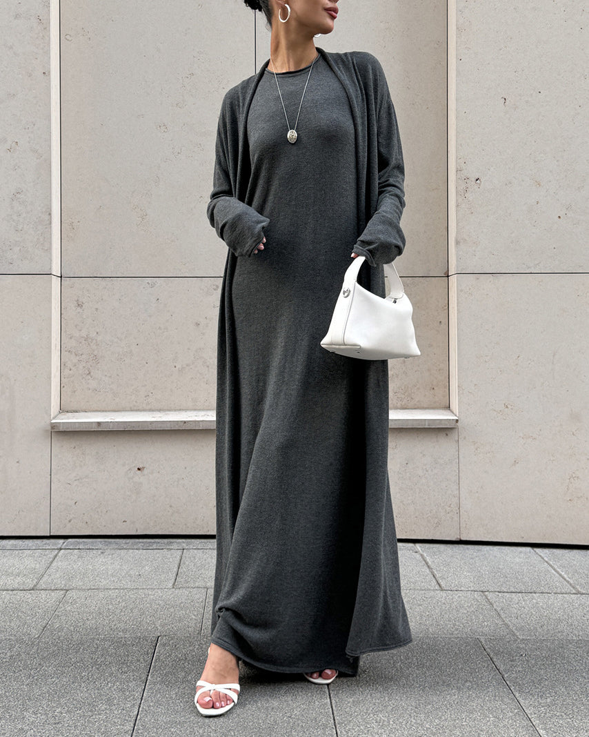 Drune | Strick Strickjacke mit Langen Ärmeln und Satz Aus Trägerkleid