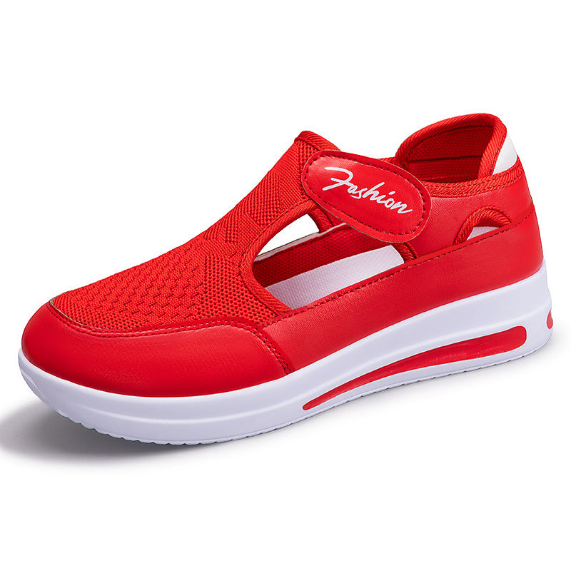 Damen nan ergonomischer Mary-Jane Schlupfsneaker aus 3D-Strick mit Klettverschluss und stoßdämpfender Plateau-Laufsohle Drune