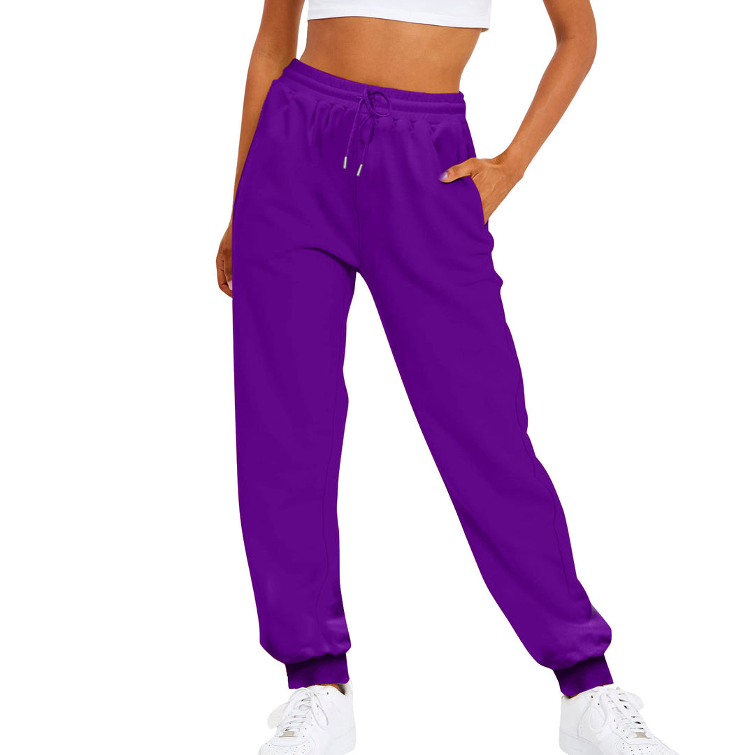 Damen nan relaxed Highwaist-Jogginghose mit elastischem Bund, Kordelzug und gerippten Saumbündchen Drune