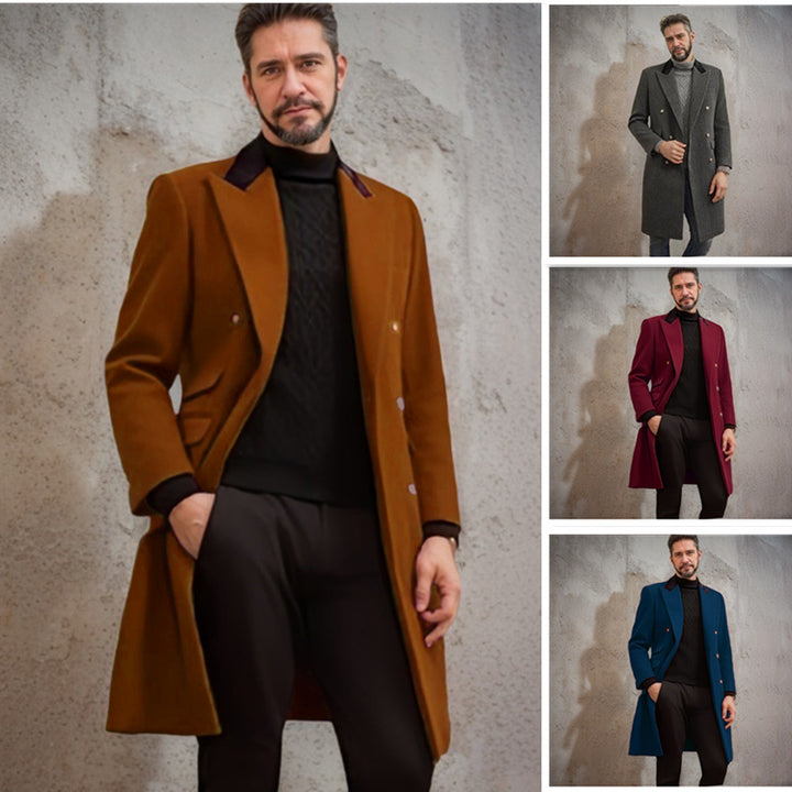 Herren eleganter Longblazer mit Doppelreihe Drune