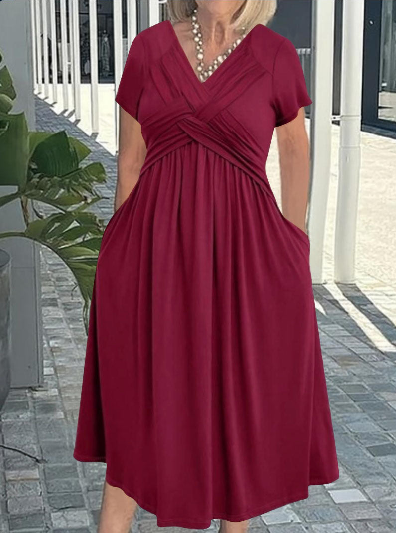 Damen Jumpsuit mit figurbetontem Wickeldesign und elegantem V-Ausschnitt Drune