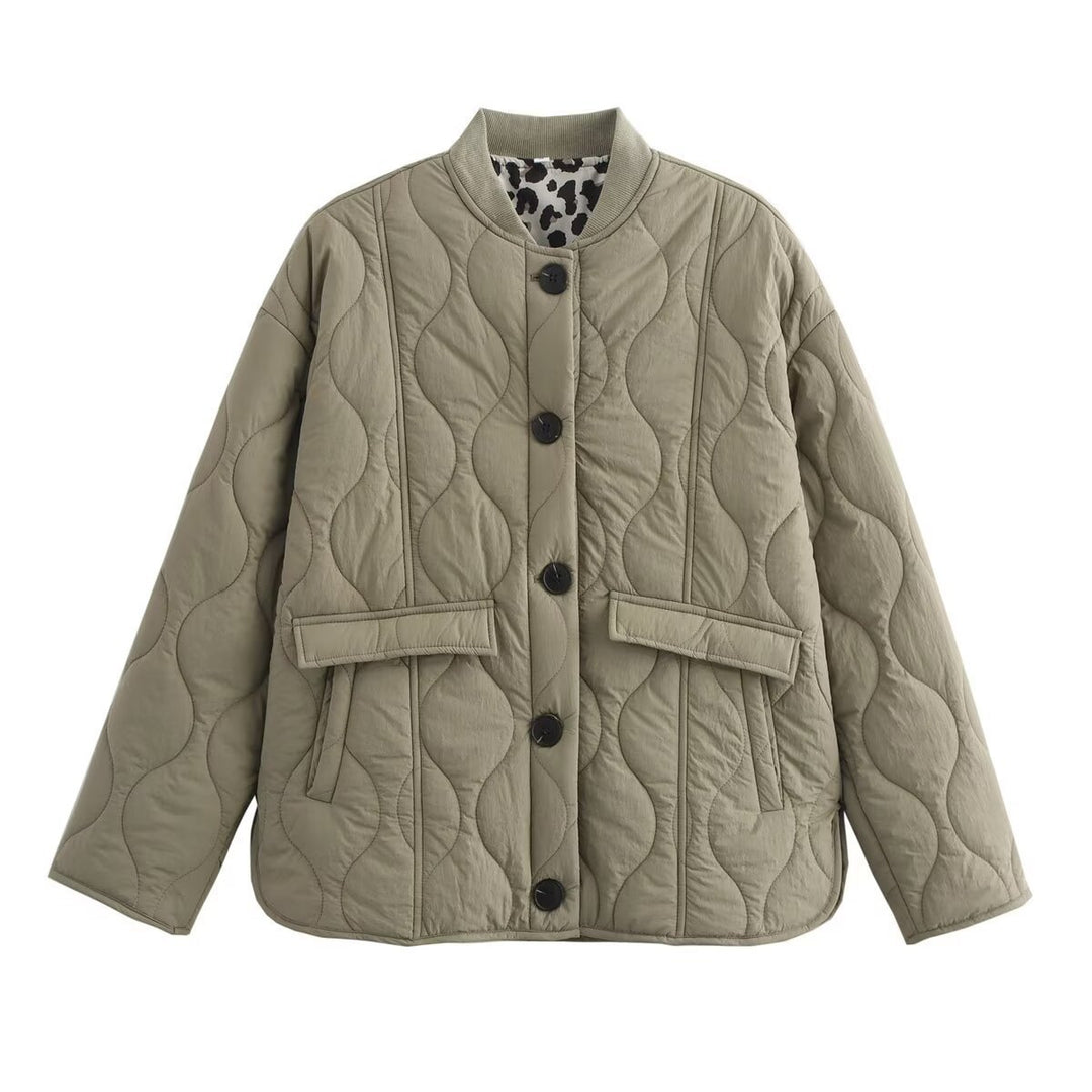 Damen Steppjacke im lässigen Oversized-Stil mit modischen Knopfdetails Drune
