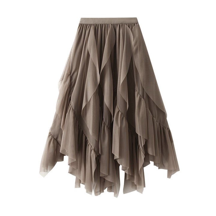 Damen Voluminöser Tüllrock mit asymmetrischem Saum und mehrlagigem Design Drune