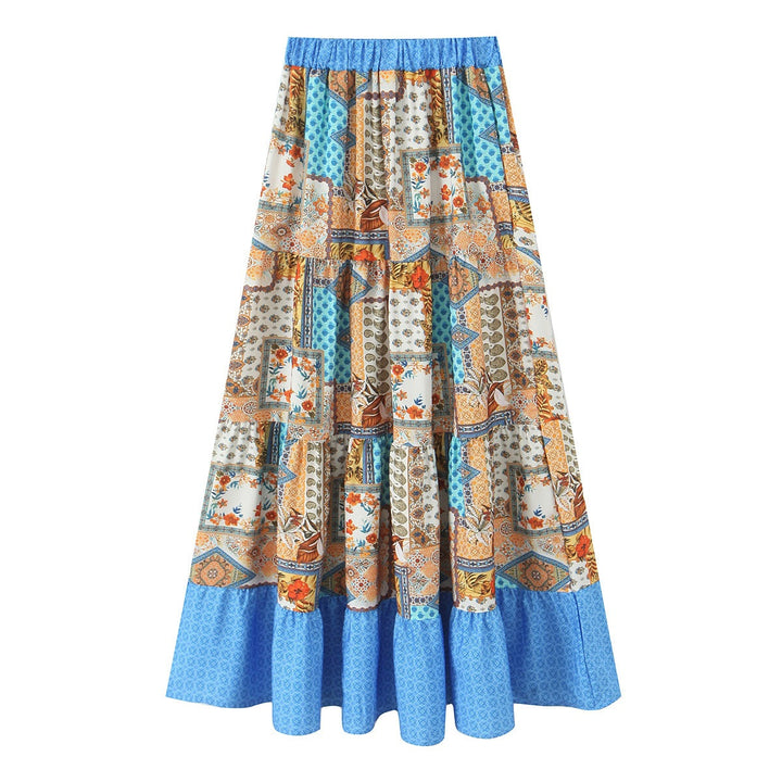 Damen Maxirock mit verspieltem Patchwork-Muster und voluminöser Silhouette Drune