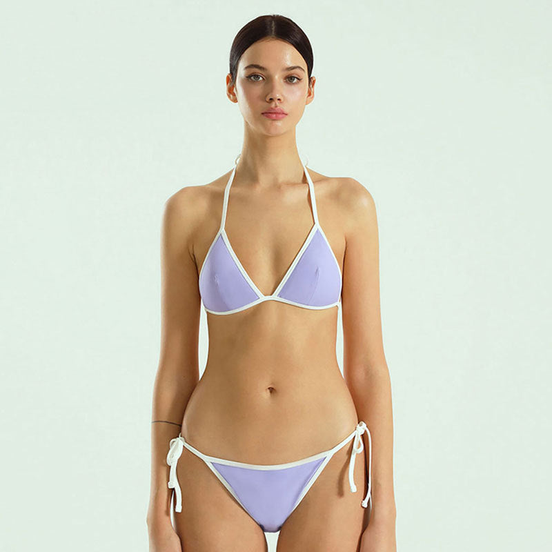 Damen Triangel-Bikini-Set mit verstellbaren Trägern und eleganten Schnürungen Drune