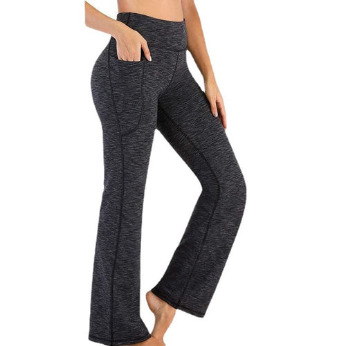Damen Hochtaillierte Bootcut-Yoga-Hose mit praktischen Taschen Drune