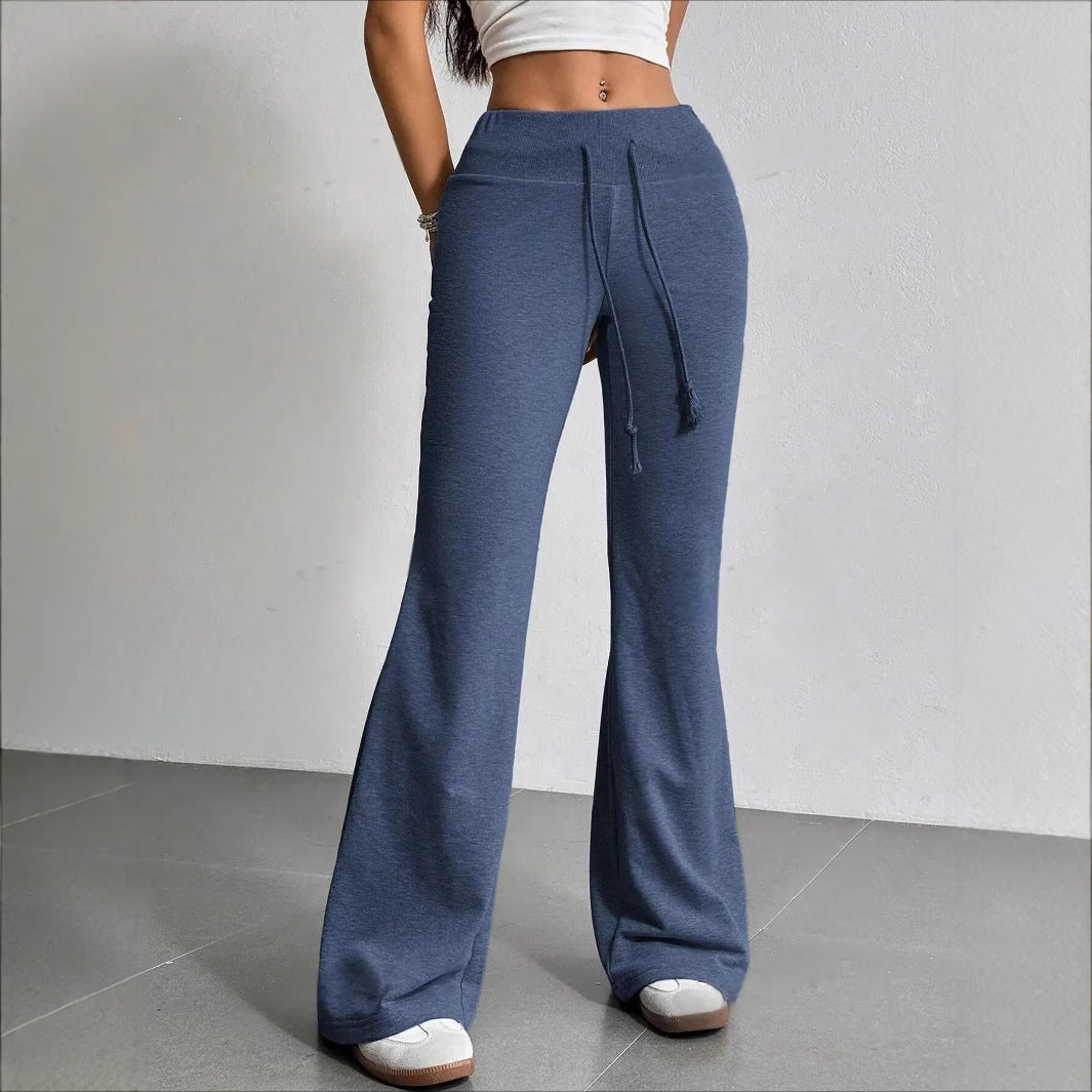 Damen weite Sweatpants mit elastischem Taillenbund und Kordelzug Drune