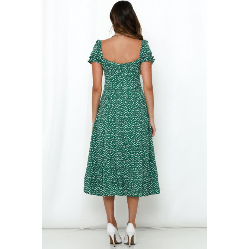 Damen Midi-Kleid mit seitlichem Schlitz und romantischem Blumenmuster Drune